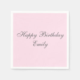 Pink Minimalist Birthday Party Napkins Servet