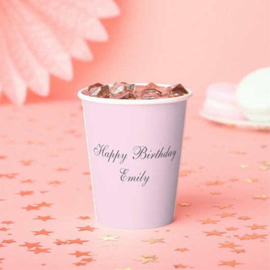 Pink Minimalist Birthday Party Paper Cup Papieren Bekers (Insitu)