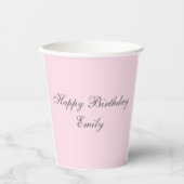 Pink Minimalist Birthday Party Paper Cup Papieren Bekers (Voorkant)
