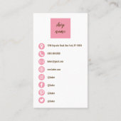 Pink Minimalist Cupcake Baker Business Card Visitekaartje (Achterkant)