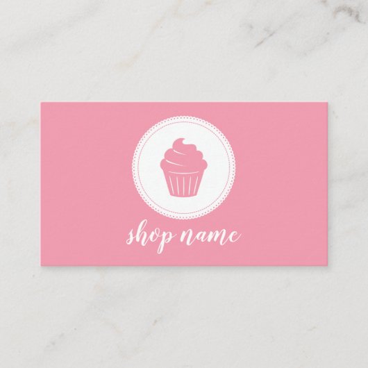 Pink Minimalist Cupcake Baker Business Card Visitekaartje (Voorkant)