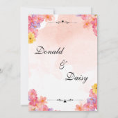 Pink Minimalist Floral Wedding Invitation Card Kaart (Achterkant)