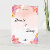 Pink Minimalist Floral Wedding Invitation Card Kaart (Achterkant)