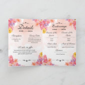 Pink Minimalist Floral Wedding Invitation Card Kaart (Binnen)