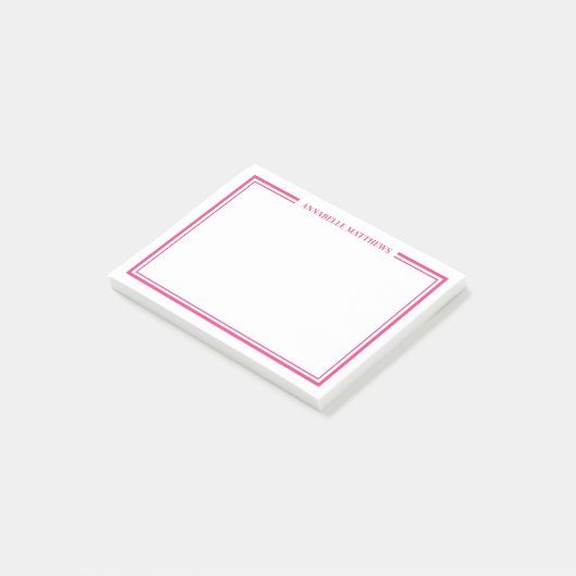 Pink Minimalist Monogram Post-it® Notes (Schuin)
