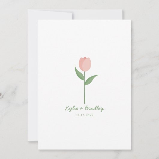 Pink Minimalist Tulip Kaart (Voorkant)