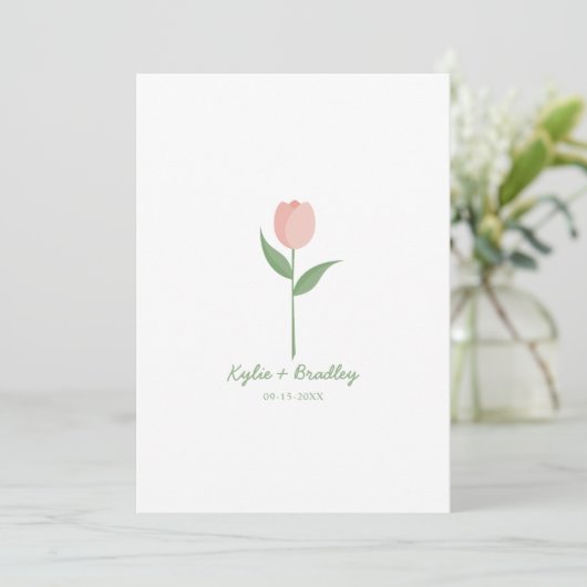 Pink Minimalist Tulip Kaart (Staand voorkant)