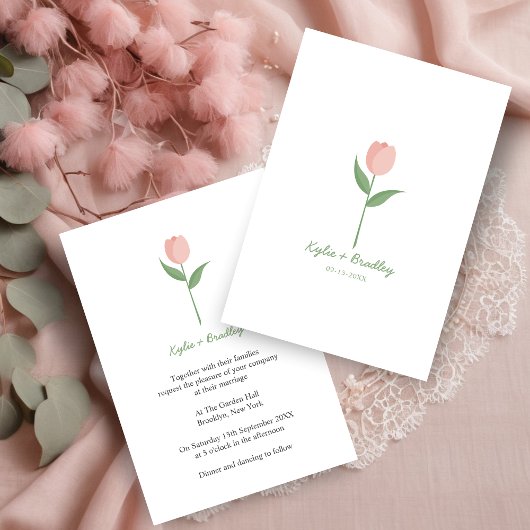 Pink Minimalist Tulip Kaart