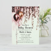 Pink Mink Roos Gold Lights Rustiek Baby shower Kaart (Staand voorkant)