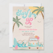 Pink Mint Aqua Girl Surf gaat surfen Kaart (Voorkant)