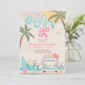 Pink Mint Aqua Girl Surf gaat surfen Kaart (Staand voorkant)