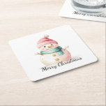 Pink Mint Christmas Snowman Kartonnen Onderzetters<br><div class="desc">Pink Mint Christmas Snowman</div>