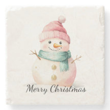 Pink Mint Christmas Snowman