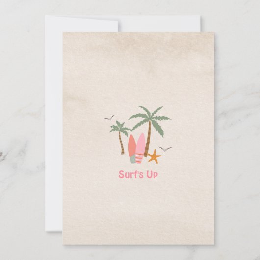 Pink Mint Cool ONE Surfen 1e verjaardag Kaart (Achterkant)