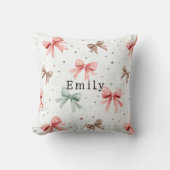 Pink Mint Cream Dots & Bows Christmas   Kussen (Voorkant)