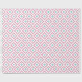 Pink Mint Diamonds Ikat Pattern Cadeaupapier (Vlak)