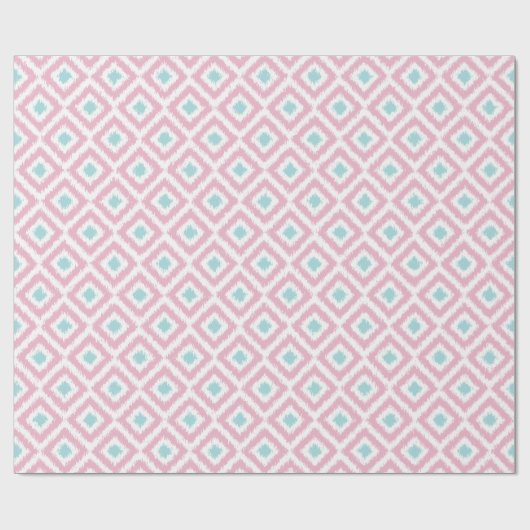Pink Mint Diamonds Ikat Pattern Cadeaupapier (Vlak)