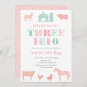 Pink Mint DRIE-IEIO Meisje 3e Verjaardagsfeest Kaart (Voorkant / Achterkant)