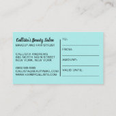 Pink Mint Glitter Typografie Cadeaubon Visitekaartje (Achterkant)