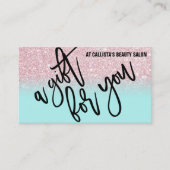 Pink Mint Glitter Typografie Cadeaubon Visitekaartje (Voorkant)