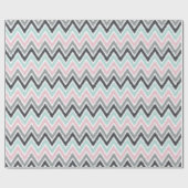 Pink Mint Gray Zigzags Ikat Pattern Cadeaupapier (Vlak)