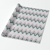 Pink Mint Gray Zigzags Ikat Pattern Cadeaupapier (Uitgerold)