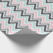Pink Mint Gray Zigzags Ikat Pattern Cadeaupapier (Hoek)