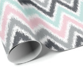 Pink Mint Gray Zigzags Ikat Pattern Cadeaupapier (Rol Hoek)