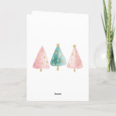 Pink Mint Green Christmas Snowman Kaart (Achterkant)