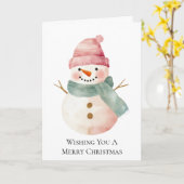 Pink Mint Green Christmas Snowman Kaart (Gele Bloem)