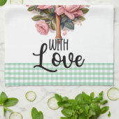 Pink Mint Green Deze keuken is gekruid met liefde Theedoek (Gevouwen)