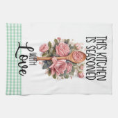 Pink Mint Green Deze keuken is gekruid met liefde Theedoek (Horizontaal)