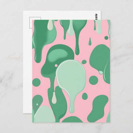 Pink Mint Green Melting Drip Pattern Abstract  Briefkaart (Voorkant / Achterkant)
