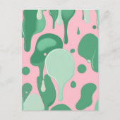 Pink Mint Green Melting Drip Pattern Abstract  Briefkaart (Voorkant)