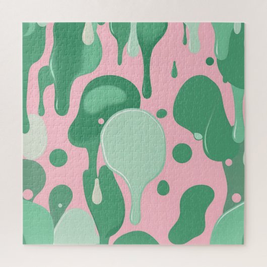 Pink Mint Green Melting Drip Pattern Abstract Legpuzzel (Verticaal)