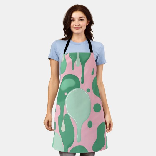 Pink Mint Green Melting Drip Pattern Abstract Schort (Gedragen)