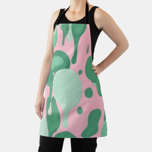 Pink Mint Green Melting Drip Pattern Abstract Schort (Insitu)