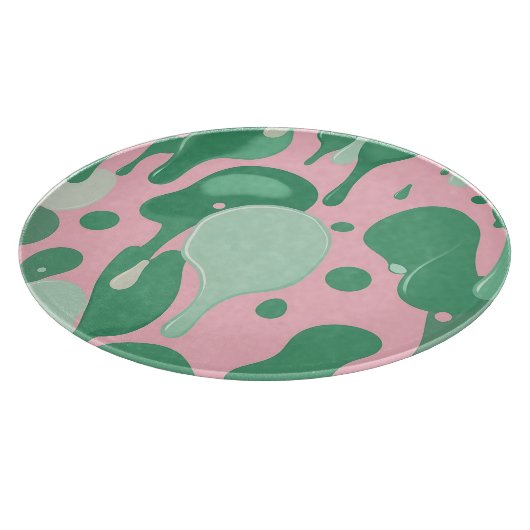 Pink Mint Green Melting Drip Pattern Abstract Snijplank (Hoek)