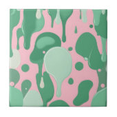 Pink Mint Green Melting Drip Pattern Abstract  Tegeltje (Voorkant)