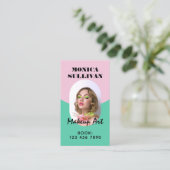 Pink mint green minimalist makeup visitekaartje (Staand voorkant)