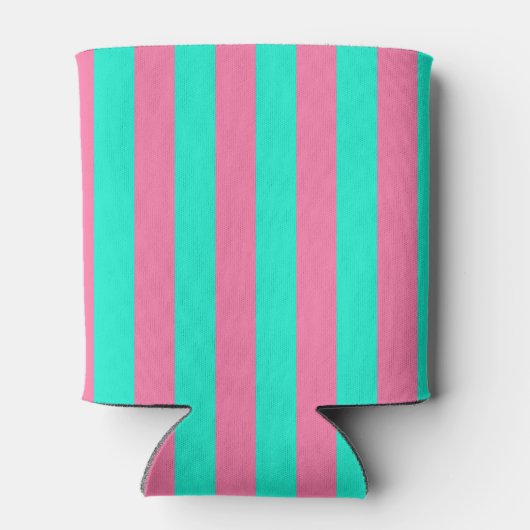 Pink Mint Green Stripes Design Blikjeskoeler (Achterkant)