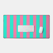 Pink Mint Green Stripes Design Bureaumat (Keyboard & Muis)