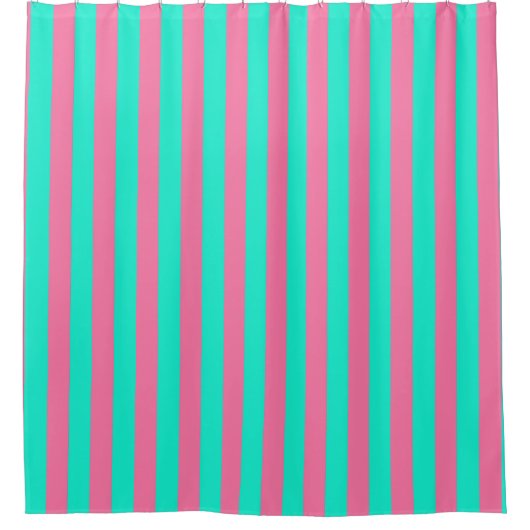 Pink Mint Green Stripes Design Douchegordijn (Voorkant)