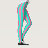 Pink Mint Green Stripes Design Leggings (Rechts)