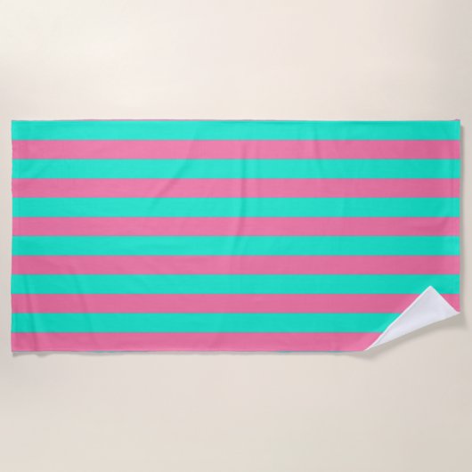 Pink Mint Green Stripes Design Strandlaken (Voorkant)