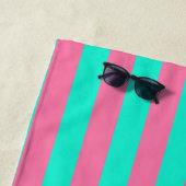 Pink Mint Green Stripes Design Strandlaken (In situ)