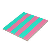 Pink Mint Green Stripes Design Tegeltje (Zijkant)