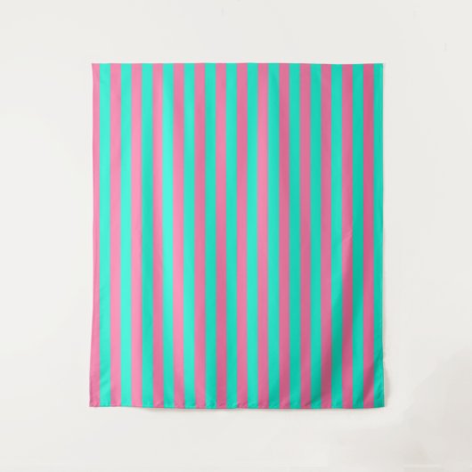 Pink Mint Green Stripes Design Wandkleed (Voorkant)