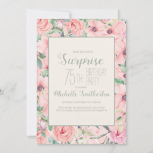 Pink Mint Green Waterverf Floral 75th Birthday