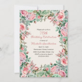 Pink Mint Green Waterverf Floral 75th Birthday Kaart (Voorkant)
